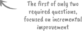The first of only two required questions, focused on incremental improvement