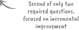 The second of only two required questions, focused on incremental improvement